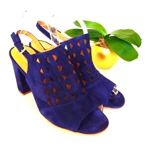 Halogen Zoey blue slingback suede sandals